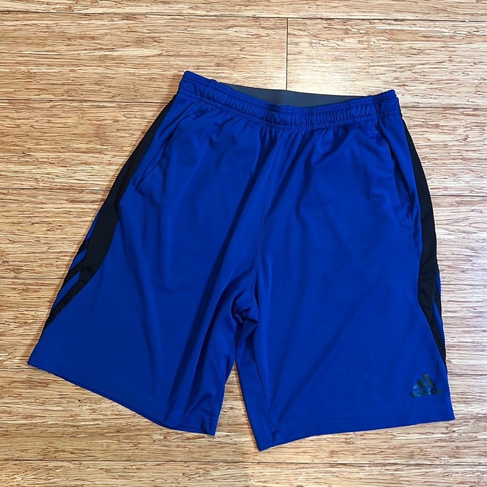Blue adidas athletic shorts: size L